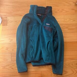 Patagonia Teal Sherpa Fleece with Navy Trim